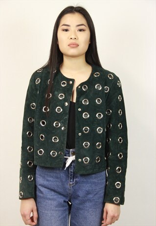 VINTAGE GREEN CROPPED JACKET
