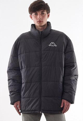 VINTAGE KAPPA PUFFER WINTER COAT 90S GREY