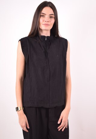 ADIDAS WOMENS VINTAGE GILET MEDIUM BLACK 90S