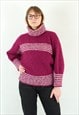 HANDMADE WOOL SWEATER PULLOVER JUMPER KNITTED TURTLE NECK