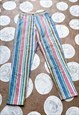 VINTAGE 90'S PASTEL STRIPE HIGH WAISTED JEANS - S