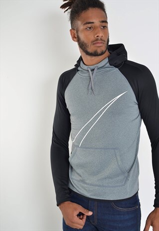 VINTAGE NIKE BIG LOGO SWEATSHIRT HOODIE GREY