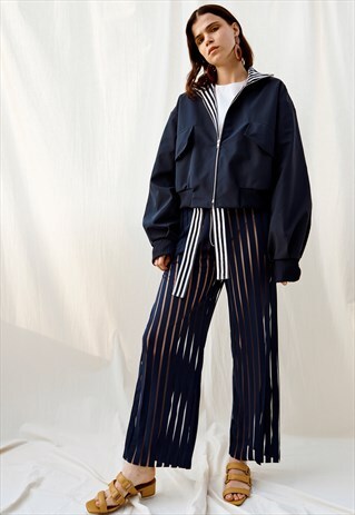 HARRINGTON BOMBER JACKET WITH STRIPE LINING