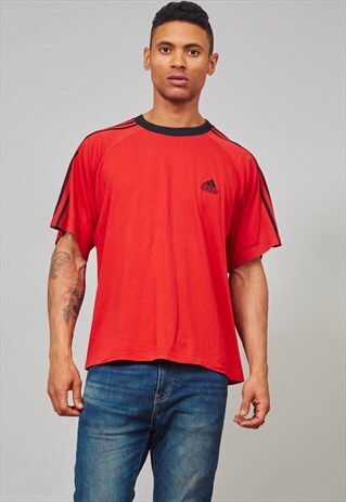 VINTAGE 1980'S CLASSIC OVERSIZED RED ADIDAS T-SHIRT