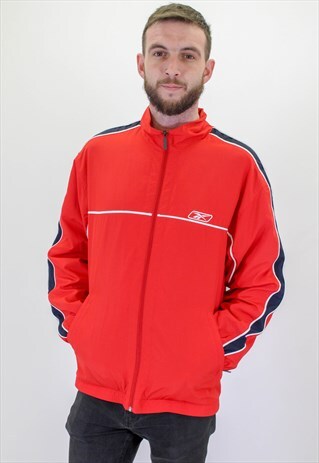 VINTAGE REEBOK SHELL JACKET IN RED LARGE