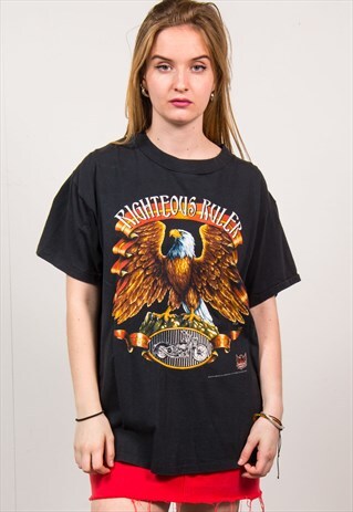 VINTAGE EAGLE MOTORCYCLE PRINT T-SHIRT