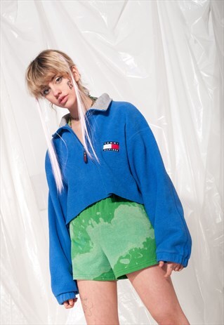VINTAGE TOMMY HILFIGER JUMPER Y2K FLEECE CROP SWEATSHIRT