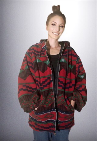 patterned fleece jacket