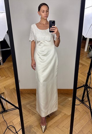 SIMPLE WEDDING DRESS WITH EMBROIDERY, BRIDAL DRESS