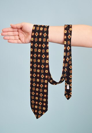 VINTAGE 70'S RETRO TAPESTRY WOVEN MOD PATTERN TIE