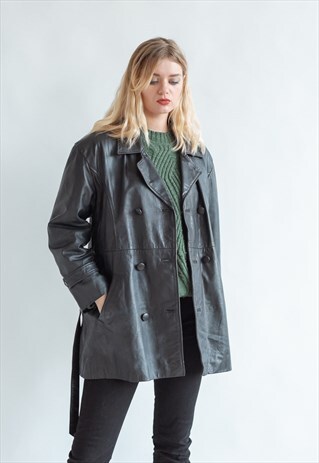 VINTAGE 80S MINIMAL OVERSIZED BIKER JACKET WITH BELT