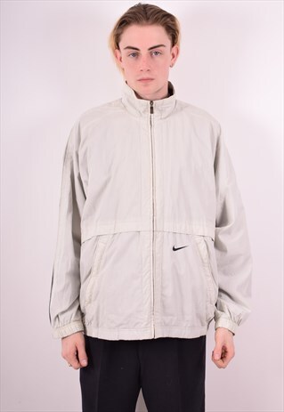 NIKE MENS VINTAGE TRACKSUIT TOP JACKET LARGE WHITE 90S