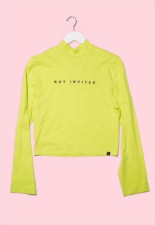 GATECRASH 'NOT INVITED' SLOGAN LIME LONG SLEEVED POLO TOP