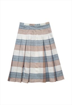 Vintage pleated plaid tartan midi skirt