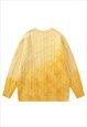 GRADIENT CABLE SWEATER DIY JUMPER RAVER KNIT TOP IN YELLOW