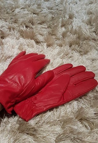 RED REAL LEATHER CLASSIC GLOVES