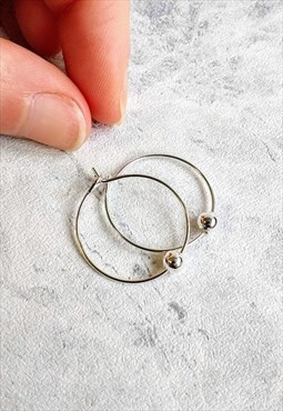 Mini Simple Bead Hoop Earrings