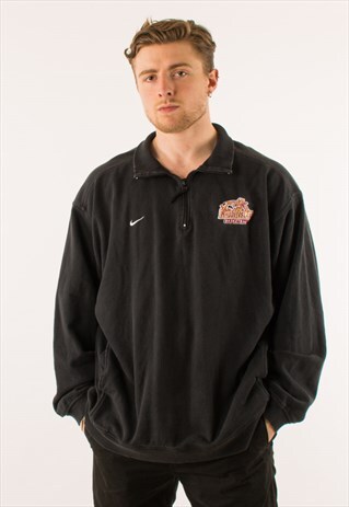 VINTAGE 90S BLACK NIKE QUARTER ZIP SWEATSHIRT XXL