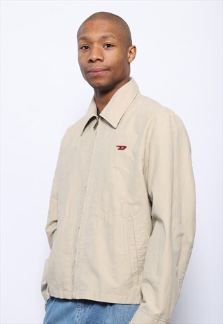 VINTAGE DIESEL COLLARED LOGO JACKET BEIGE