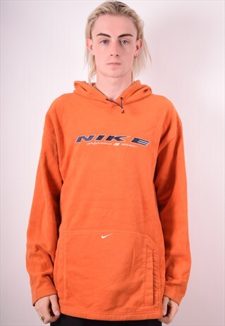 NIKE MENS VINTAGE FLEECE HOODIE JUMPER XXL ORANGE 90S