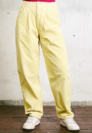 VINTAGE 90S YELLOW CORDUROY PANTS