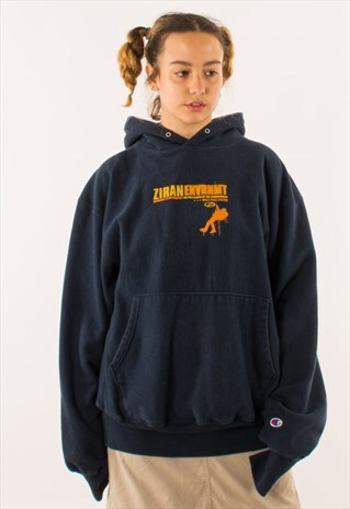 VINTAGE NAVY CHAMPION PULLOVER HOODIE
