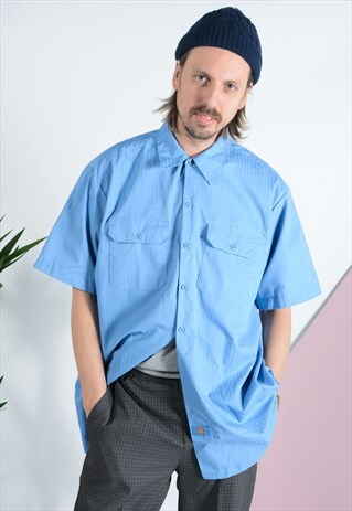 VINTAGE DICKIES WORKWEAR SHIRT IN BLUE WITH LOGO.
