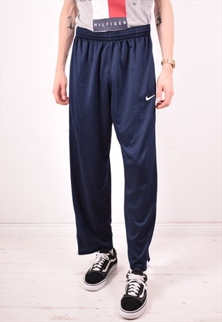 NIKE MENS VINTAGE TRACKSUIT TROUSERS LARGE BLUE 90S
