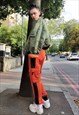 CONTRAST STITCHED REWORKED JOGGERS CARGO BEAM PANTS ORANGE