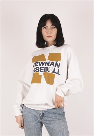 VINTAGE FRUIT OF THE LOOM WHITE BASEBALL SWEATSHIRT /NN2667