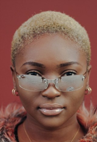REC UP CLEAR RIMLESS VINTAGE SUNGLASSES RETRO 80S 90S
