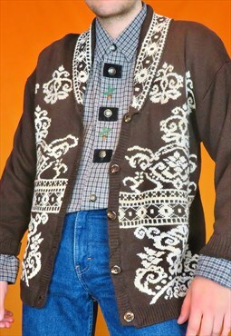Vintage Funky Floral Baroque Cottagecore Knitted Cardigan