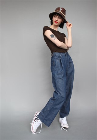 VINTAGE 90'S FERRE REWORKED BOYFRIEND WIDE-LEG JEANS