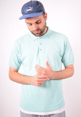 ADIDAS MENS VINTAGE POLO SHIRT MEDIUM BLUE 90S