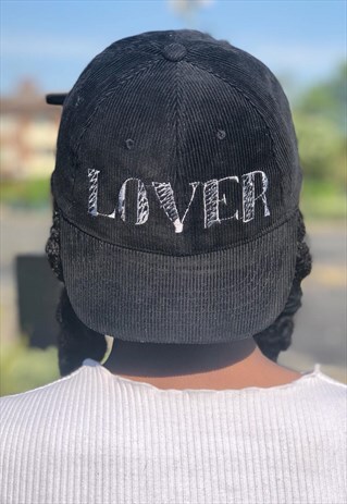 LOVER EMBROIDERED VELVET CORDUROY BASEBALL CAP