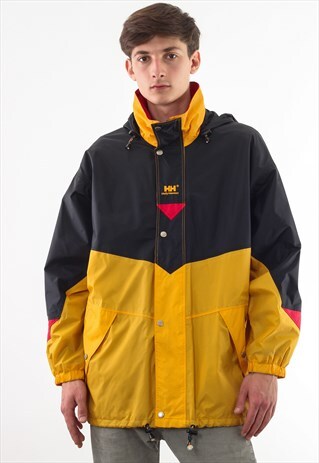 VINTAGE HELLY HANSEN SHELL WINDBREAKER 90S YELLOW BLACK