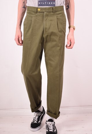 MENS VINTAGE TROUSERS W30 L31 GREEN 90S