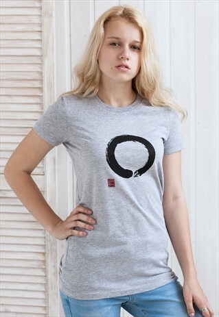ENSO CIRCLE T SHIRT BUDDHIST CALLIGRAPHY ZEN YOGA KANJI