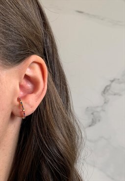 Norah: Dainty Gold Rainbow Over Ear Snuggie Earrings