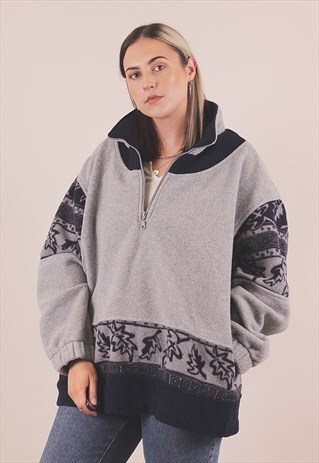 VINTAGE OVERSIZED CRAZY PRINT FLEECE JACKET /A15057
