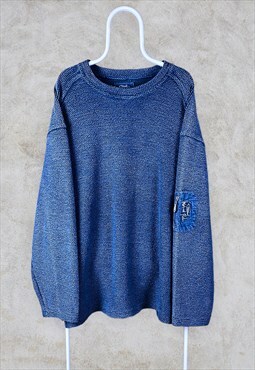 Blue Weird Fish Sweatshirt Macaroni Waffle Knit Heavyweight