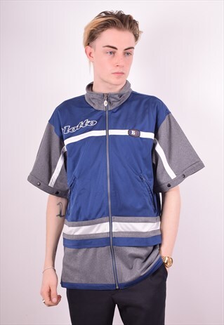 LOTTO MENS VINTAGE TRACKSUIT TOP JACKET MEDIUM BLUE 90S