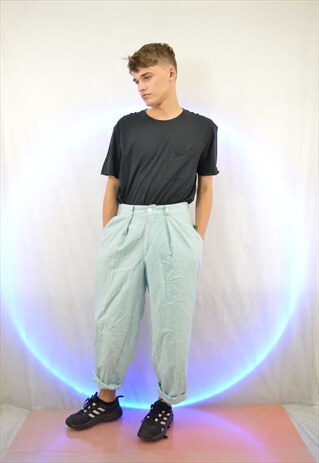 GREEN STRIPED VINTAGE TROUSERS