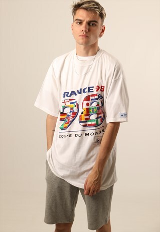 VINTAGE PRINTED FRANCE WORLD CUP '98 FOOTBALL T-SHIRT