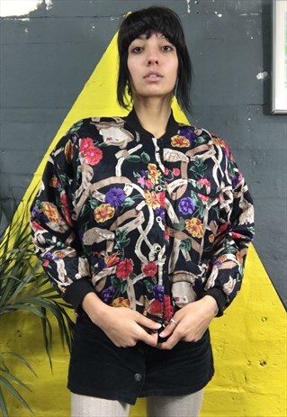 80S FLORAL BOMBER