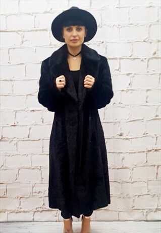FULL LENGTH BLACK FAUX FUR COAT