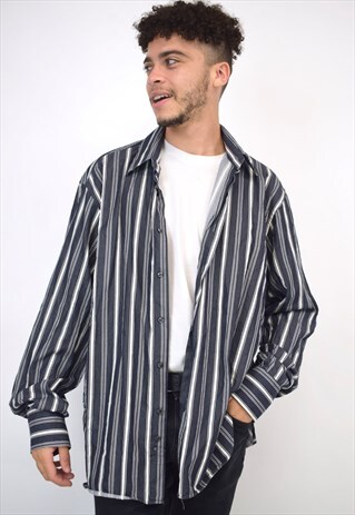 VINTAGE 90S BLACK WHITE STRIPE SHIRT