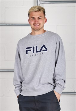 Vintage Fila Sweatshirt in Grey Pullover Lounge Jumper XL