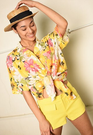 90'S RETRO FLORAL PRINT PARIS CHIC FESTIVAL BLOUSE TOP