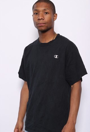 VINTAGE CHAMPION CHEST LOGO T-SHIRT BLACK